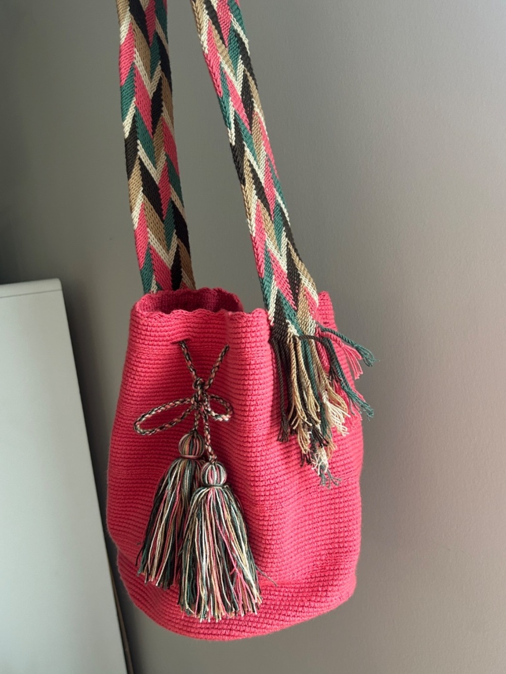 NWOT Wayuu Mochila Boho Coral Pink Bucket Bag Hippie Tribe